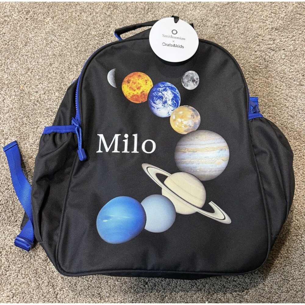 “Milo” Personalized Solar/Planets Large Kids Backpack with Side Pockets